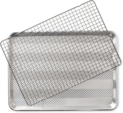 Nordic Ware Half Sheet Pan - Oven Safe Grid Design for Even Baking | Natural Finish