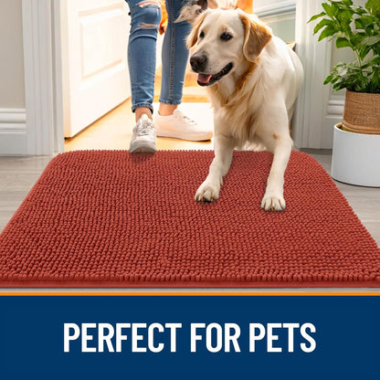 OLANLY Dog Door Mat - Absorbent Non-Slip Mud Mat for Indoor Entryway | 30x17, Maple Red