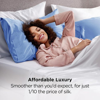Bedsure Satin Pillowcase - Luxurious Silk-Like Feel | Standard Size 20x26 Inches, Sky Blue, 2 Pack