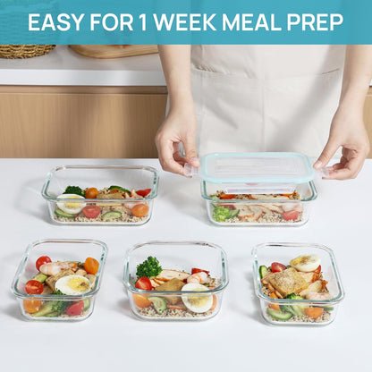 Vtopmart Glass Food Storage Containers - 8 Pack with Airtight Lids | BPA Free, Microwave & Oven Safe