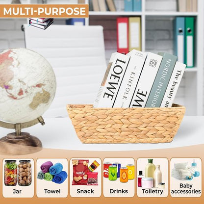 M4DECOR Snack Baskets Set of 3 - Wicker Organizer with Handles for Office | Medium Size