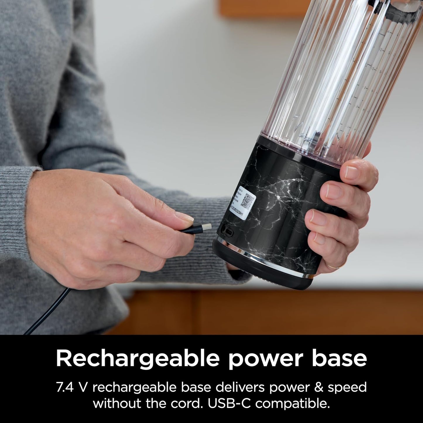 Ninja Blast Portable Blender - Cordless 18oz Personal Blender for Smoothies & Shakes | BPA Free, USB-C Rechargeable, Marble Black