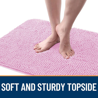 OLANLY Dog Door Mat - Absorbent Non-Slip Washable Doormat for Muddy Paws | Quick Dry Chenille, 45x27, Pink