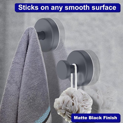Bntuk Suction Cup Hooks - Removable Towel Hooks for Shower & Bathroom | 4 Pack, Grey