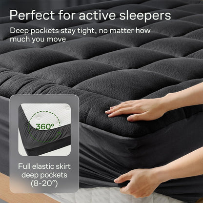 Niagara Ultra Soft King Size Mattress Topper - Bamboo Viscose Pillow Top for Back Support | Naturally Cooling, Black
