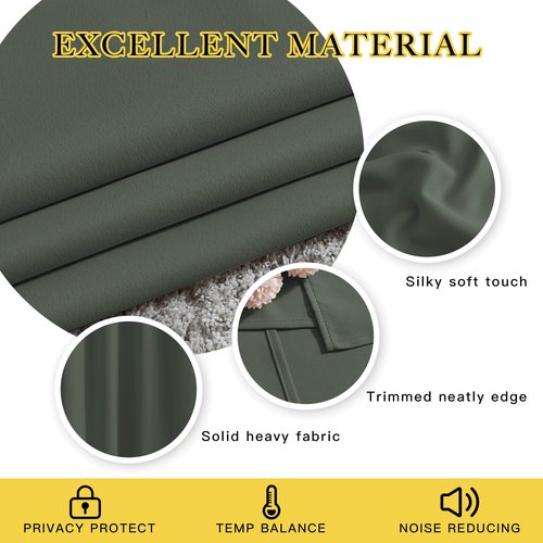 NICETOWN Blackout 102 inch Curtains for Living Room, Grommet Thermal Insulated Room Darkening Curtains for Bedroom/Living Room, 2 Panels, W52 x L102, Dark Mallard