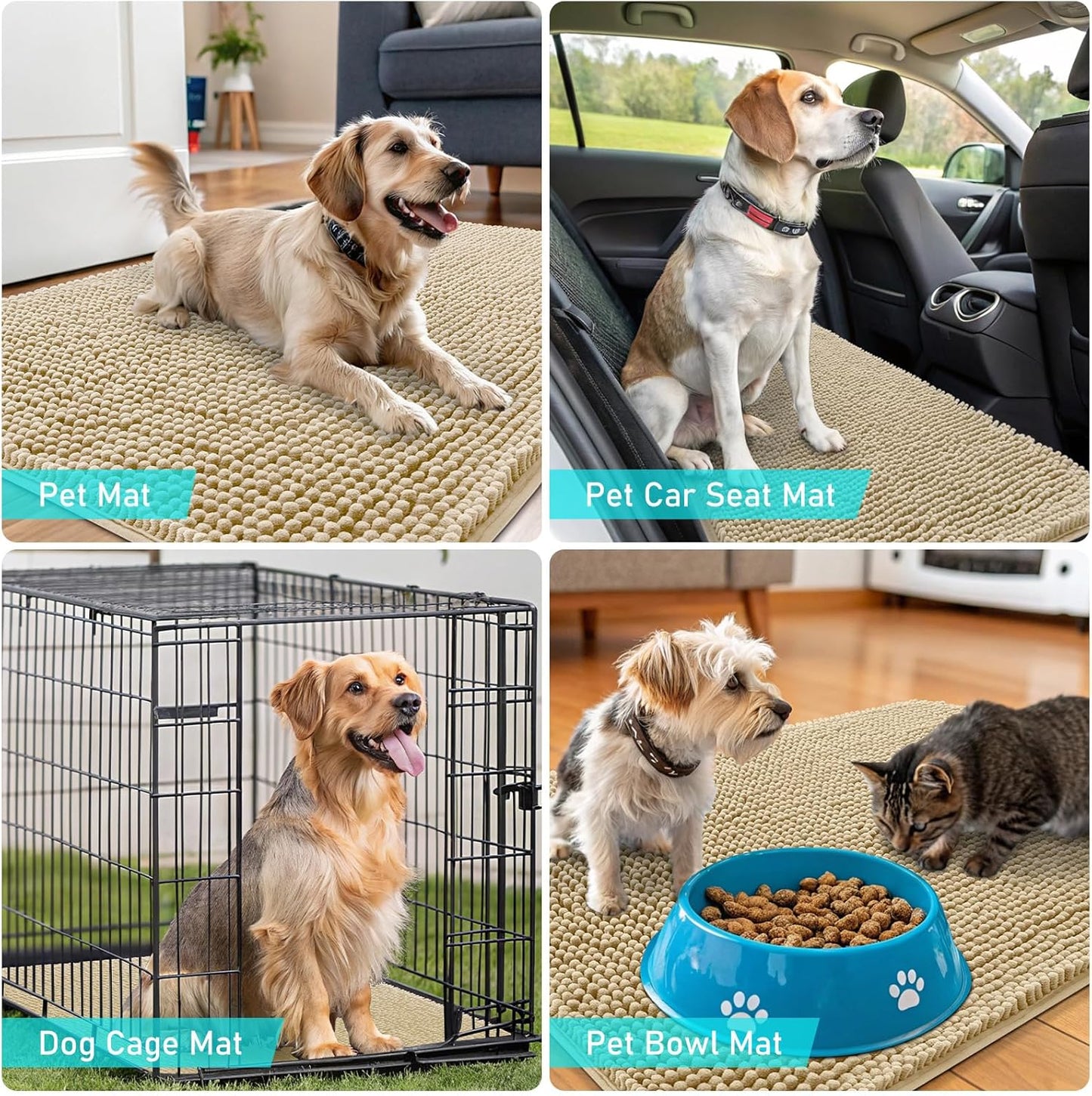 OLANLY Dog Door Mat - Absorbent Non-Slip Chenille Mat for Muddy Paws | 40x32 Beige Quick Dry Doormat