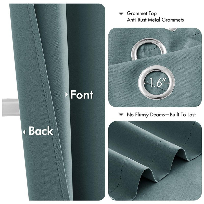 MIULEE Dusty Blue Blackout Curtains - Bedroom Window Treatment Curtains Thermal Insulated Room Darkening Drapes for Living Room Kitchen Grommet Light Blocking Drapery, 40 x 54 Inches Long, 2 Panels