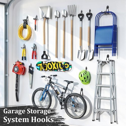 Housolution Garage Hooks - Heavy Duty Anti-Slip Wall Mount for Bikes & Tools | 30-Pack, Black