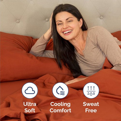 King Size 4 Piece Sheet Set - Comfy Cooling Bed Sheets for Luxury Hotel Feel - Deep Pockets, Super Soft & Wrinkle Free - Oeko-Tex Certified - Terracotta