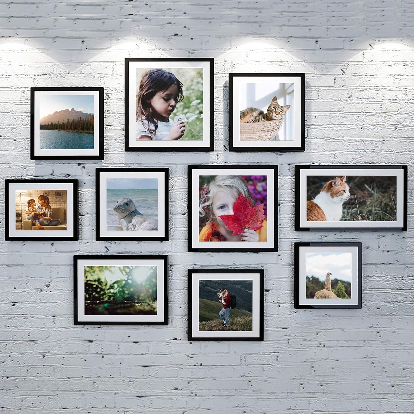 Upsimples 12x18 Picture Frame Set of 5 - Stylish Black Frames for 11x17 or 12x18 Photos