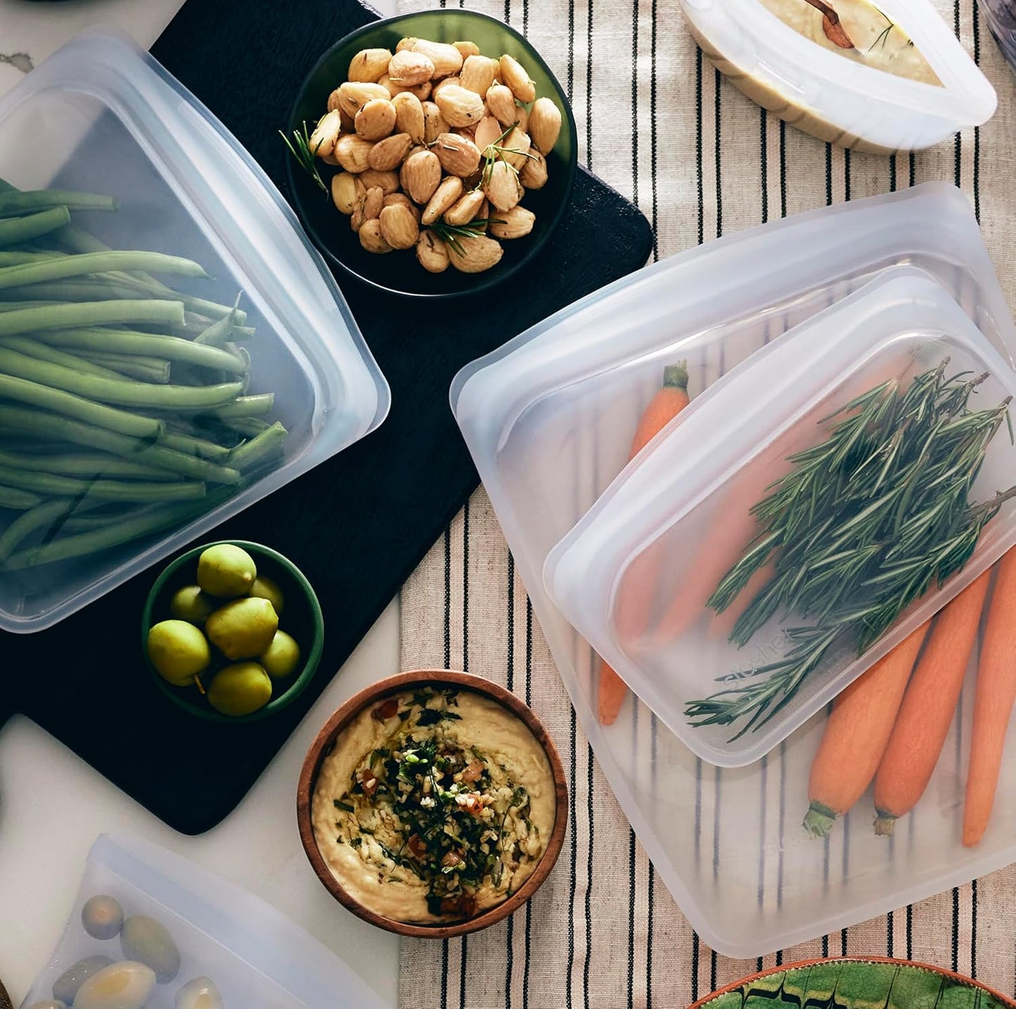 Stasher Silicone Reusable Food Storage Bags - Eco-Friendly 4-Pack | Microwave & Dishwasher Safe, Clear