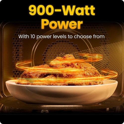 Chefman Microwave Oven - 0.9 Cu. Ft. Capacity, 900 Watts, 10 Power Levels & Child Safety Lock - Black