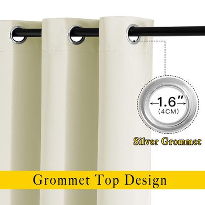 NICETOWN Short Window Curtains for Kitchen, Grommet Sunlight Reducing Solid Vertical Curtains & Drapes for Cafe & Home Office, Beige, 2 Panels, W52 x L36