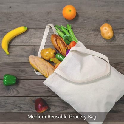 TOPDesign 48-Pack Cotton Tote Bags - Lightweight 16"x15" Reusable Grocery Bags for DIY & Promotions
