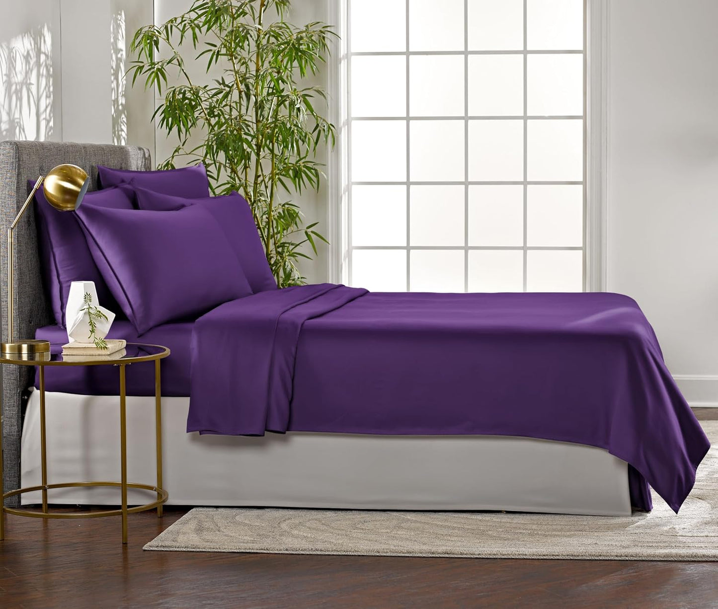 Pure Bamboo Twin Sheets - Luxuriously Soft 100% Organic Viscose Bed Sheet Set | Cooling & Durable (Twin, Purple)