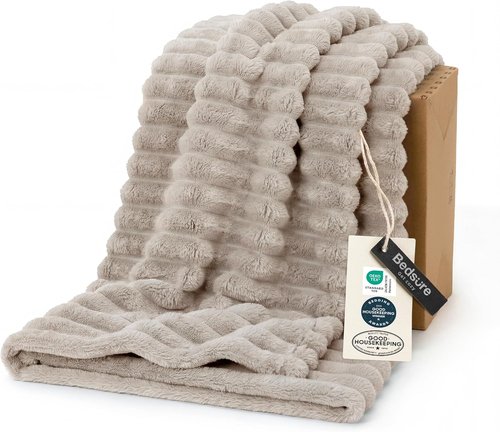 Bedsure GentleSoft Throw Blanket - Cozy Beige Fleece for Couch | Plush 50x60 Inches, Perfect Gift for Home Decor