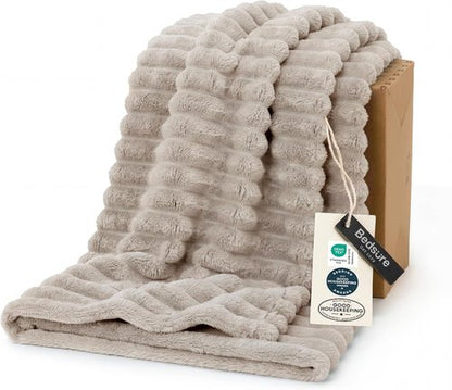 Bedsure GentleSoft Throw Blanket - Cozy Beige Fleece for Couch | Plush 50x60 Inches, Perfect Gift for Home Decor