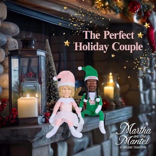 Martha Stewart 12” Plush Collectible Christmas Figurines - Festive Mantle Decor for 2025