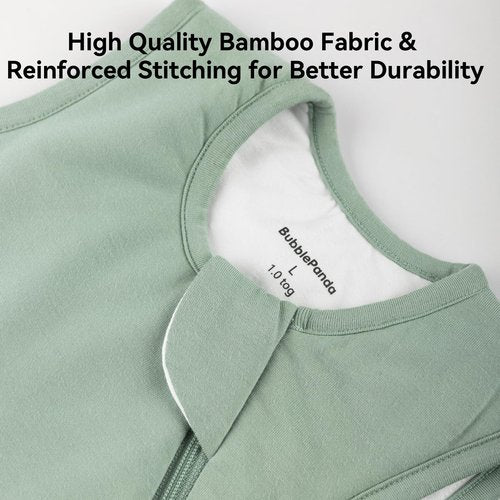 BubblePanda Rayon Made from Bamboo Sleep Sack 6-12 Months 1.0 Tog Soft Toddler Sleeping Sack for Babies 2-Way Zipper Baby Wearable Blanket