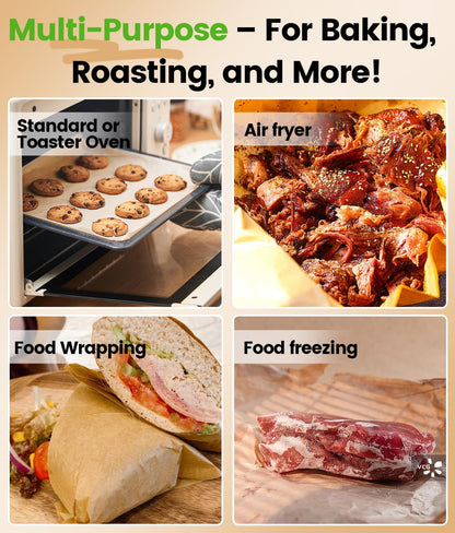 Unbleached Parchment Paper Sheets by [Brand Name] - 200 Non-Stick, Non-Toxic 12x16 Inch Pre-Cut Sheets for Baking, Cooking & Grilling