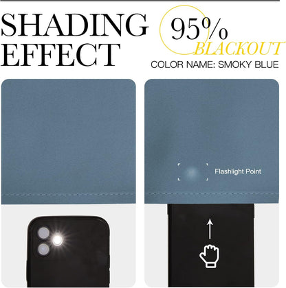 NICETOWN Smoky Blue Blackout Curtains - Thermal Insulated 84-Inch Long Drapes, 2 Panels, 34" Wide