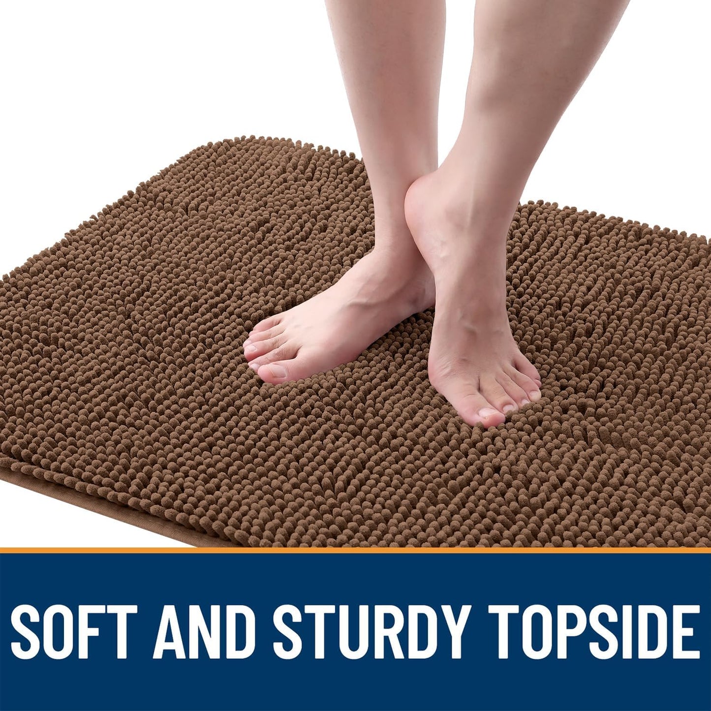 OLANLY Dog Door Mat - Absorbent Non-Slip Chenille Mat for Muddy Paws | 35x24 Mocha Indoor Carpet