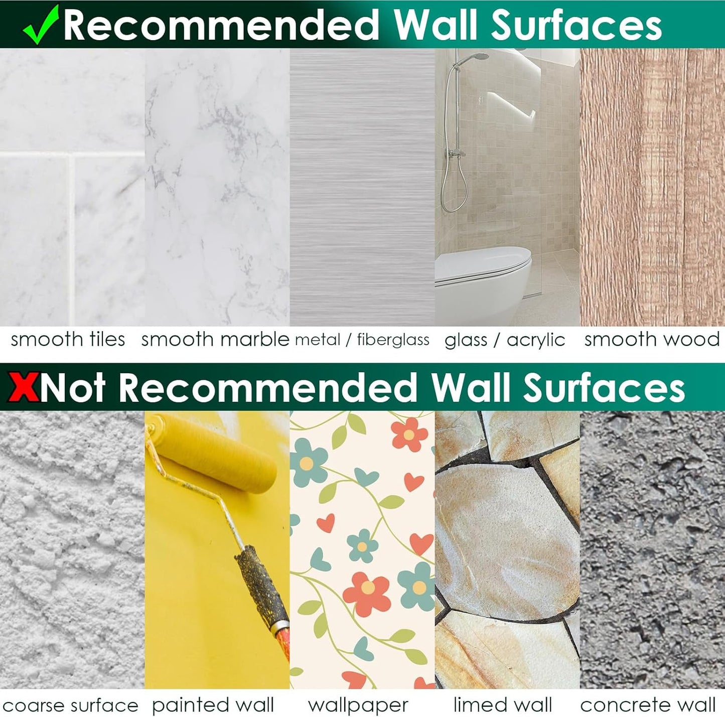 Skiennix Shower Caddy Adhesive Replacement Stickers - 4 Pack with 3 Hooks for Easy Installation