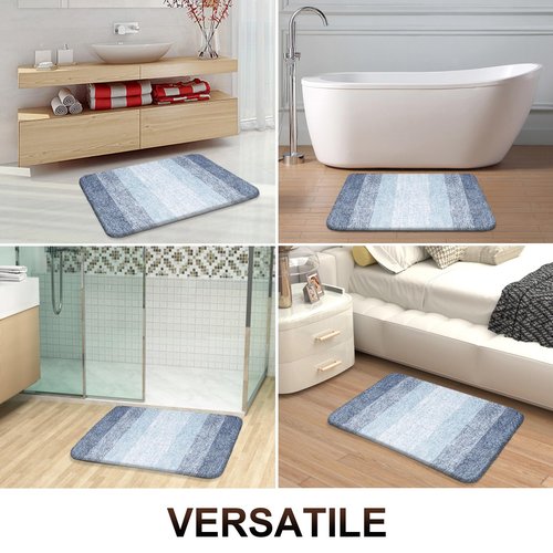 OLANLY Bathroom Runner Rugs 44x24, Extra Soft Absorbent Microfiber Bath Rugs, Rubber Backing, Quick Dry, Machine Washable Bath Mats for Bathroom Floor, Tub and Shower, Home Decor Accessories, Blue