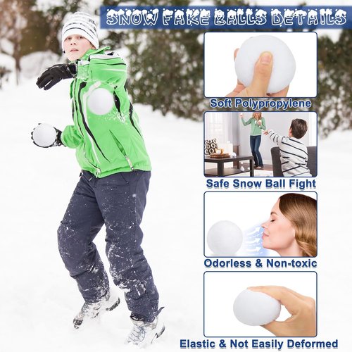 Homiar Fake Snow Balls - 400 Pack Soft Plush Indoor/Outdoor Winter Game Set | Realistic Toy for Kids
