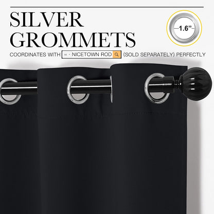 NICETOWN Blackout Curtains for Halloween - Thermal Insulated Drapes | 2 Panels, 55" x 90", Black