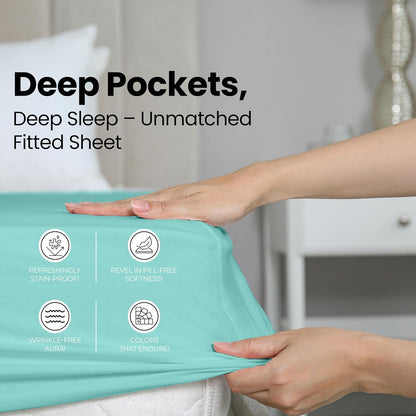 Utopia Bedding Full Fitted Sheet - Soft Microfiber with Deep Pockets - Spa Blue - Easy Care & Fade Resistant