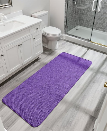 Bosap Bath Mat,Ultra Thin Bathroom Runner Rugs,Large Bath Mats for Bathroom,Quick Dry,Non-Slip,Machine Washable,Low Pile,Bath Rug,Shower Outside,Sink,Home Decor Accessories.Purple,3'x5'(36x60inch)
