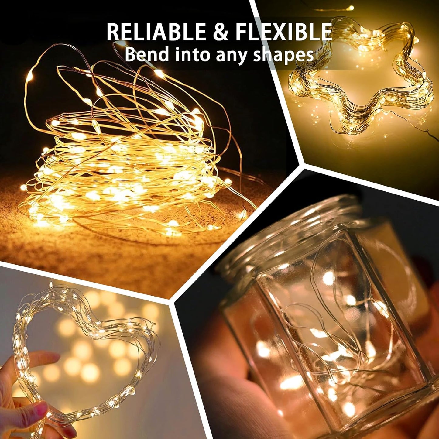 Skiennix 20 LED Fairy Lights - 7Ft Twinkle String Lights | Battery Operated & Waterproof for Parties, Weddings, & Decor - Yellow