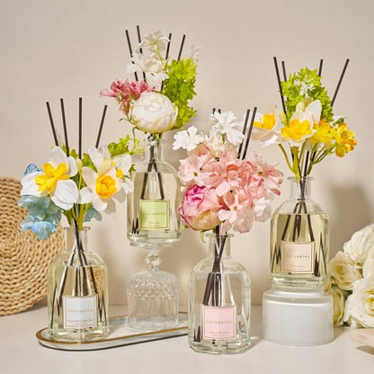 COCORRÍNA Reed Diffuser - Cherry Blossom 8.5 Fl.oz/ 250ml Flower Diffuser with 8 Sticks, Reed Diffusers for Home Bathroom Shelf Decor