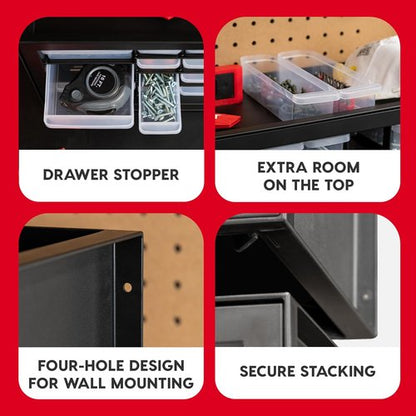 IRIS USA 26-Drawer Storage Organizer - Stackable Craft & Teacher Toolbox - Black