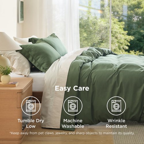 Bedsure Duvet Cover Oversized King Size - Soft Double Brushed Bedding Set for Kids & Adults, Zipper Closure, 3 Pieces, Includes 1 Duvet Cover (120"x98") & 2 Pillow Shams, NO Comforter, Olive Green
