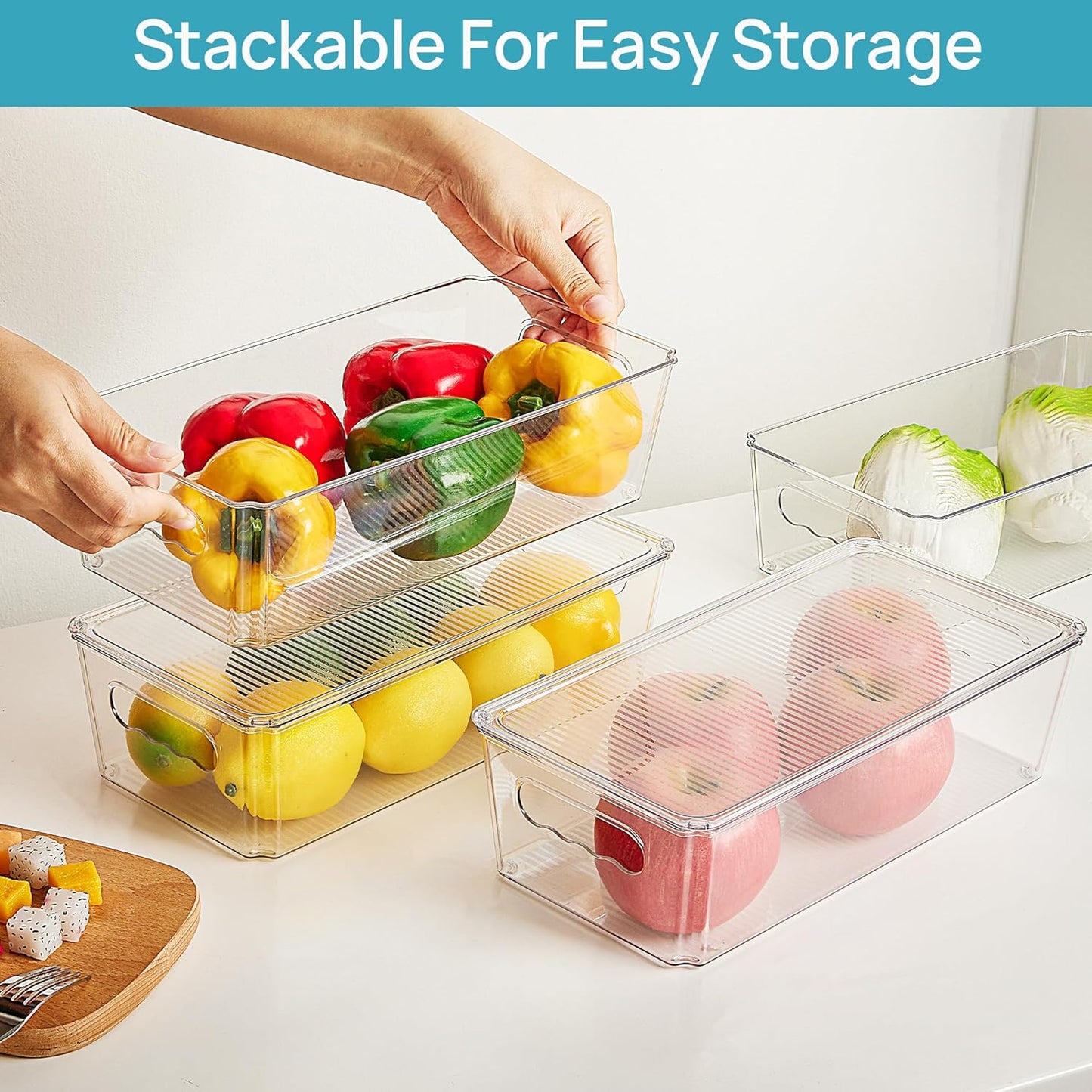 Vtopmart Clear Storage Bins - 12-Piece Stackable Organizers with Lids for Kitchen & Pantry