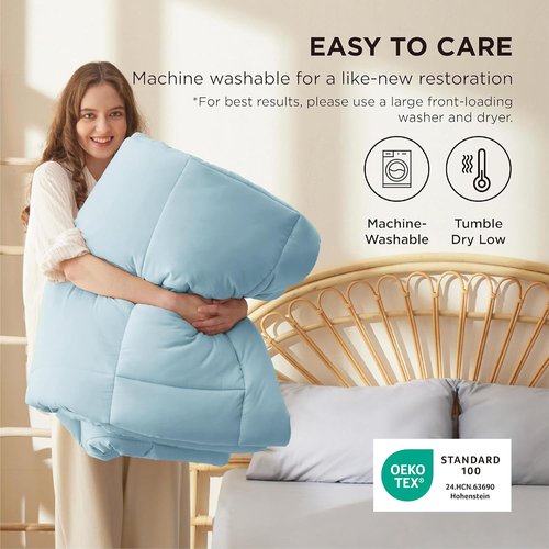 Bedsure Comforter Duvet Insert - All-Season Quilted Down Alternative Bedding, Cal King 96x102", Light Spa Blue