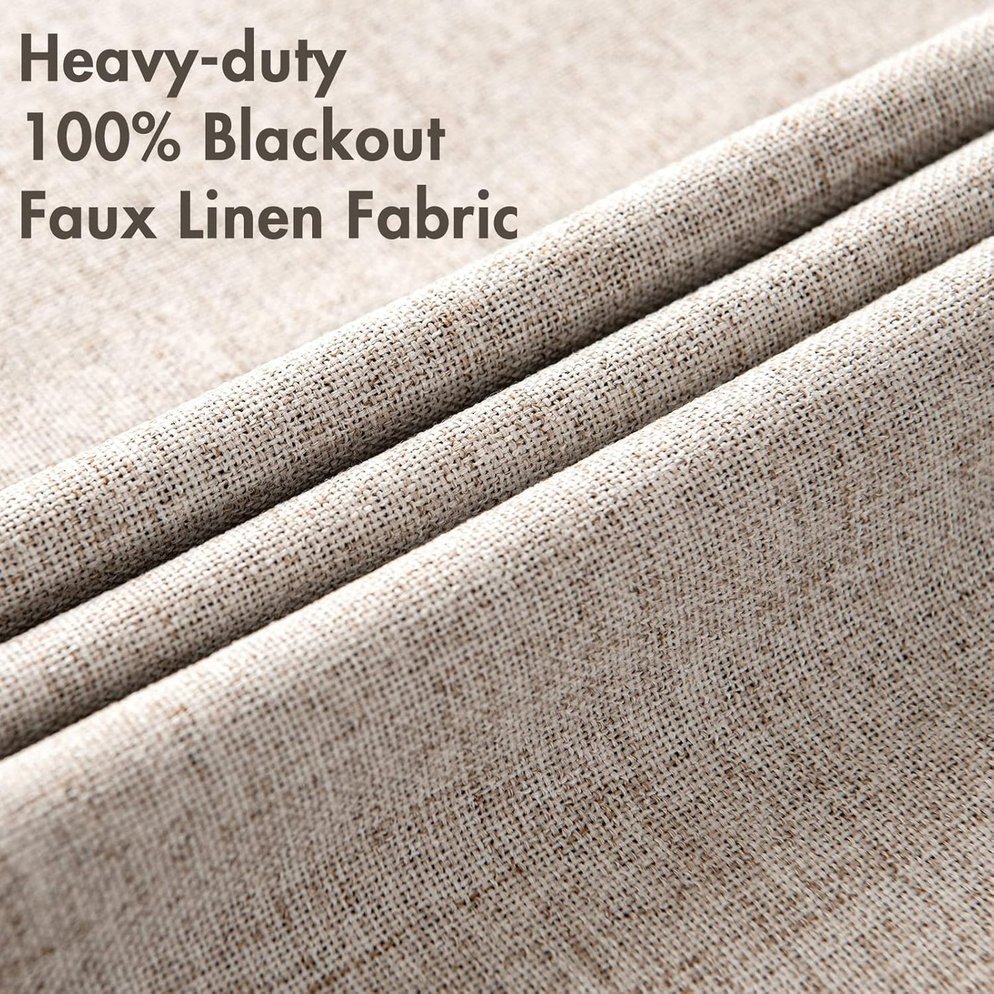 MIULEE Linen Blackout Curtains - 100% Room Darkening Thermal Insulated Grommet Panels | Khaki, 42" x 84" (2 PCs)