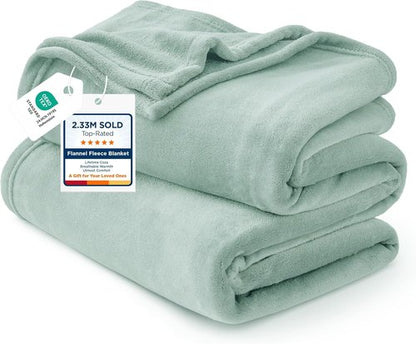 Bedsure GentleSoft Fleece Bed Blanket - Soft, Lightweight, Plush Cozy Luxury in Sage Green | 84x90 Inches