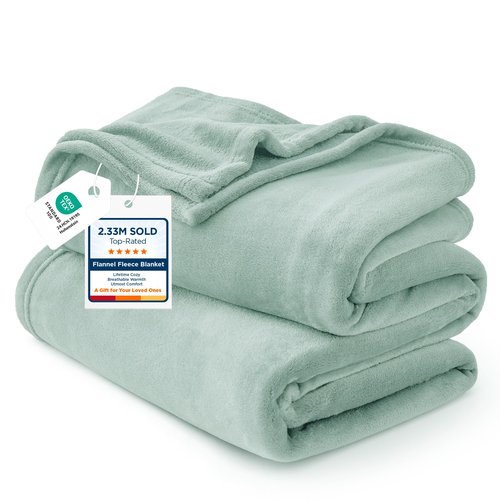 Bedsure GentleSoft Fleece Throw XL Blanket Sage Green - 300GSM Soft Lightweight Plush Cozy Blankets for Bed, Sofa, Couch, Travel, Camping, 50x70 inches
