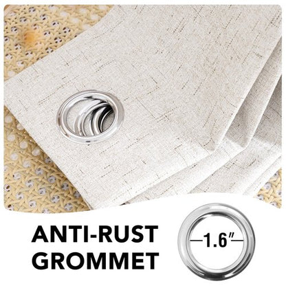 H.VERSAILTEX Linen Blackout Curtains 72 Inches Long 100% Absolutely Blackout Thermal Insulated Textured Linen Look Curtain Draperies Anti-Rust Grommet, Energy Saving with White Liner, 2 Panels, Ivory