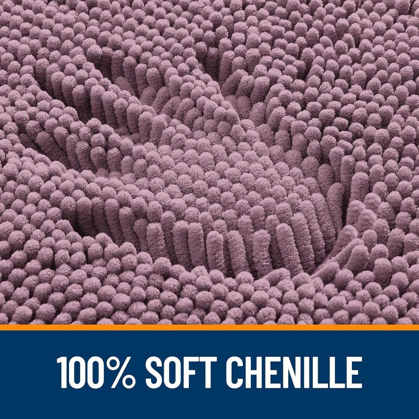 OLANLY U-Shaped Toilet Rugs - Extra Soft, Absorbent Chenille Bath Mat | 24x24, Deep Plum, Non-Slip