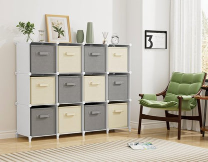HOMIDEC Closet Organizer, 12-Cube Closet Organizers and Storage, Portable Closet Shelves, Clothing Storage (White)