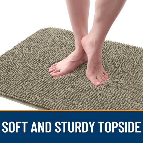 OLANLY Dog Door Mat for Muddy Paws 47x32, Absorbs Moisture and Dirt, Absorbent Non-Slip Washable Doormat, Quick Dry Chenille Mud Mat, Entry Indoor Entryway Carpet for Inside Floor, Warm Taupe