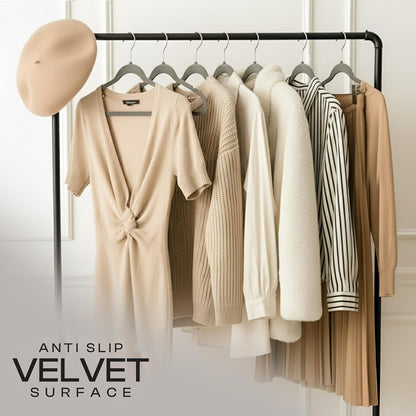 Utopia Home Velvet Hangers - Luxury Non-Slip Slim Coat & Pant Hangers, 20 Pack, Grey with 360° Swivel Hook