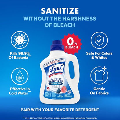 Lysol Laundry Sanitizer - Bacteria Odor Eliminator Detergent Additive | Crisp Linen, 90oz