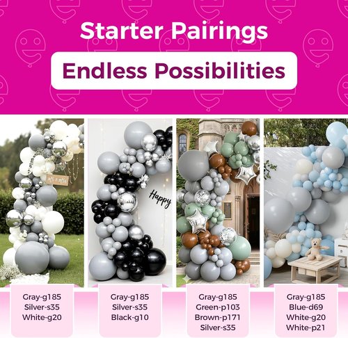Bezente Gray Latex Party Balloons - 150 Pack of 5-Inch Matte Pastel Grey Helium Balloons for Celebrations