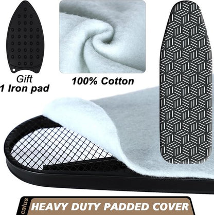 Caius Ironing Board - Compact Full-Size Design with Extra Wide Ironing Area & Heavy-Duty Padded Cover